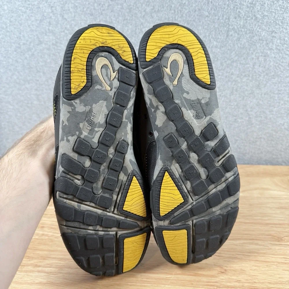 Olukai Shoes ELEU Trainer Casual Water Hawaiian Mesh Black/Yellow Mens Size 8.5